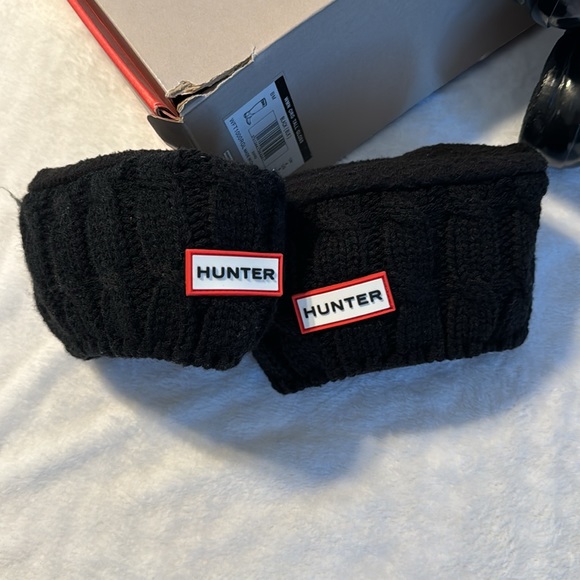 Hunter Black Gloss Tall rain boots with socks - Picture 9 of 11